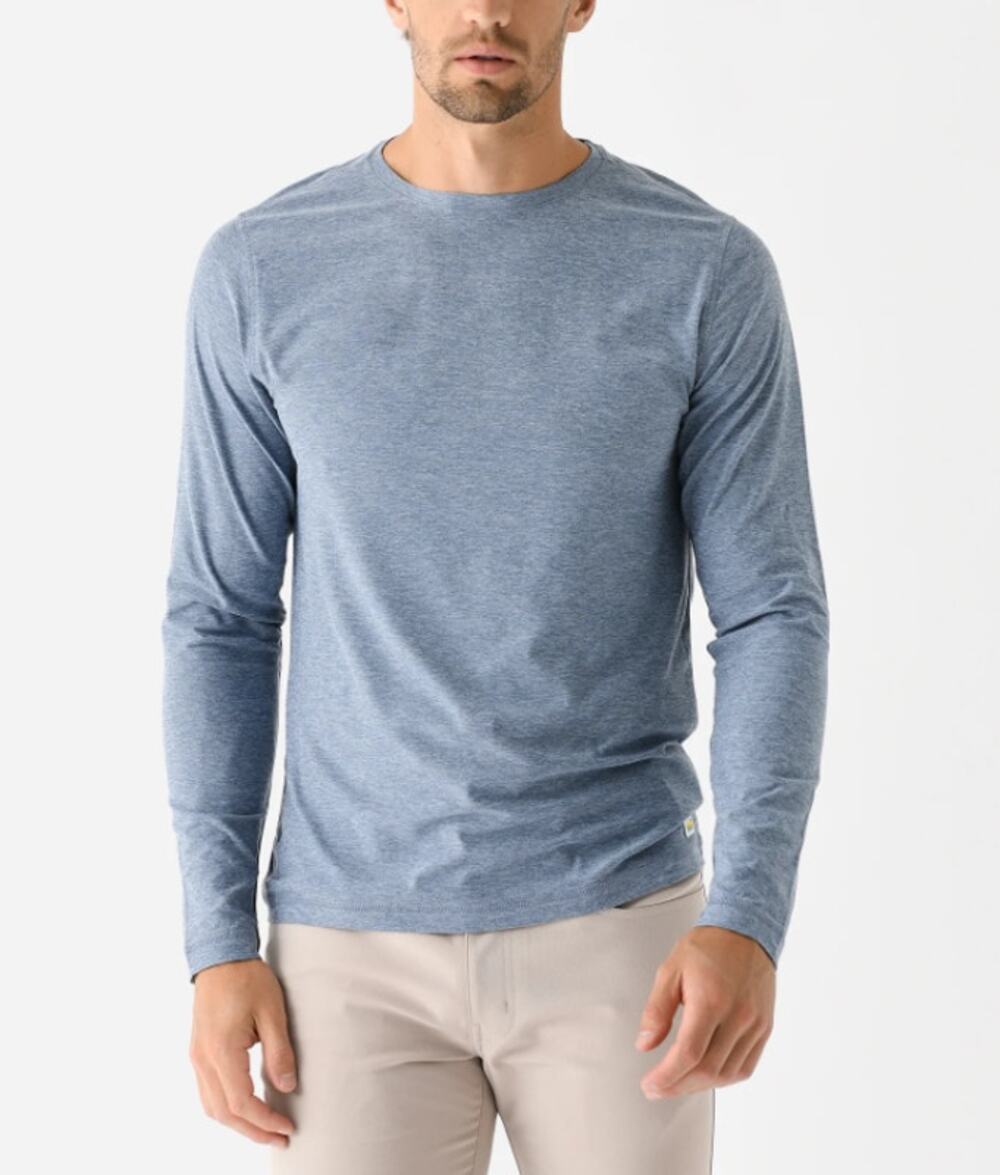 Vuori Strato Tech Long Sleeve Tee Shirt Heathered Blue Gray Size XXL